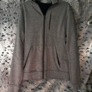 289. Lululemon Men's City Sweat Zip Hoodie in heather gray.